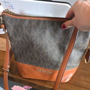 Michael Kors Signature Brown and Tan Shoulder Bag